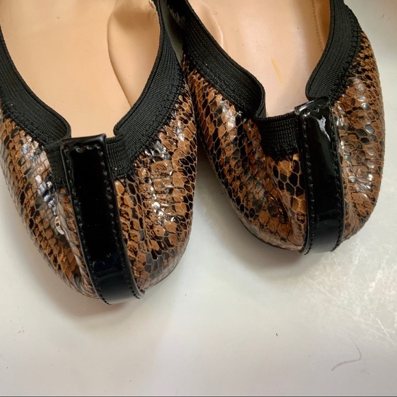 COLE HAAN Black/Brown Reptile Leather Ballet Flats Size 6 - Picture 3 of 6